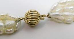 14K Yellow Gold Multi Strand Pearl & Gold Beaded Necklace 32.9g alternative image