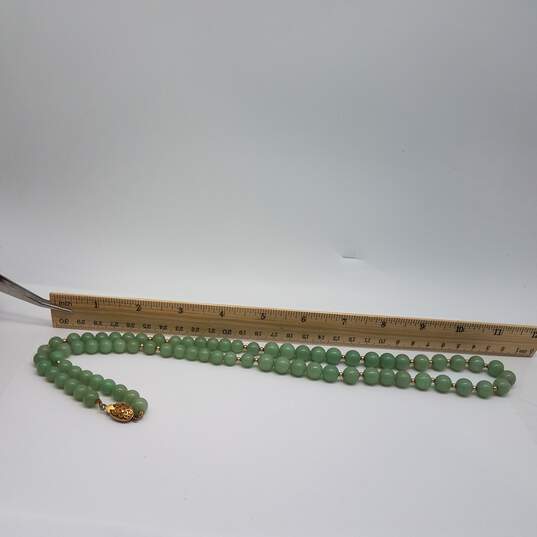 Sterling Silver Green Gemstone Gold Tone Bead 29in Necklace 75.1g image number 10