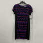 NWT Womens Multicolor V-Neck Short Sleeve Back Zip Sheath Dress Size 10 image number 1
