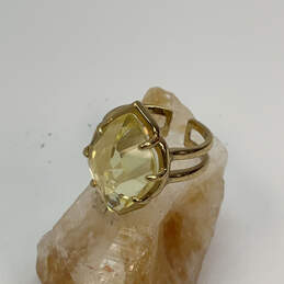 Designer Stella & Dot Gold-Tone Crystal Cut Stone Double Layered Band Ring