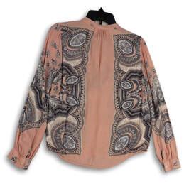 Womens Pink Paisley Long Sleeve Tie Neck Pullover Blouse Top Size S alternative image