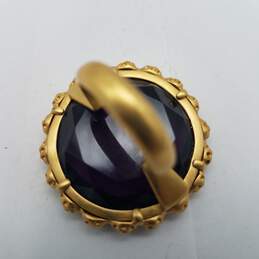 Coach Authentic Gold Tone Faceted Purple Glass Statement Size 5 3/4 Ring W /COA 23.4g alternative image