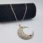 Mexico Sterling Silver Crystals Rhinestone Crescent Moon 19 1/2" Necklace 15.1g image number 3
