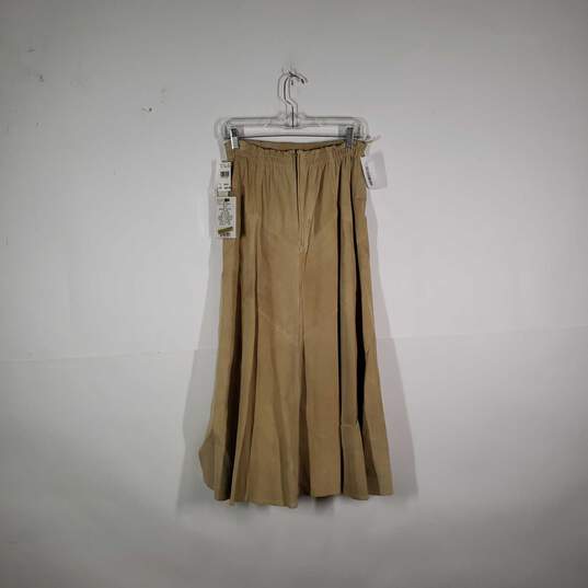 NWT Womens Genuine Leather Pleated Back Zip Long Maxi Skirt Size 12 image number 1