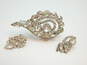 Vintage Icy Clear Rhinestone Brooch & Earrings Demi Parure 34.9g image number 3