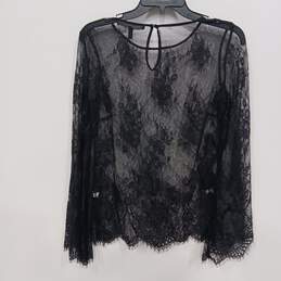 Women’s White House Black Market Sheer Lace Long-Sleeve Blouse Sz XS alternative image