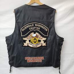 Harley Davidson Owners Group Silverdale WA Chapter Black Leather Vest Size XL