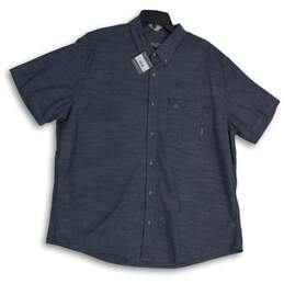NWT Eddie Bauer Mens Blue Short Sleeve Collared Classic Button-Up Shirt Size 2XL