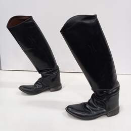 Women's Black Leather Riding Boots Size 8 alternative image