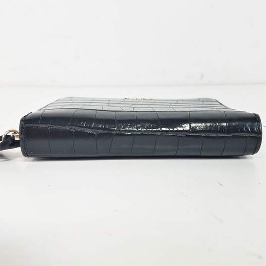 DKNY Vela Croc Embossed Small Zip Around Wallet Black image number 5