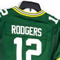 Womens Green On Field GB Packers #12 Aaron Rodgers Football Jersey Size L image number 4