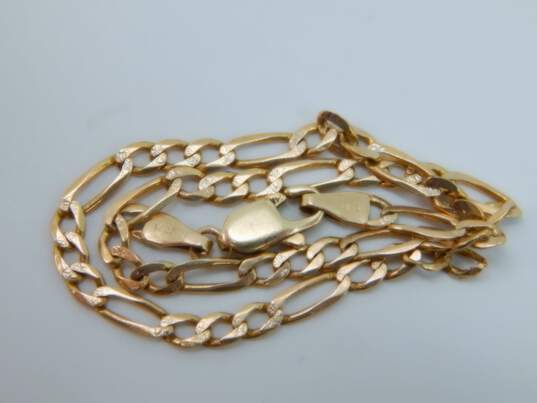 14K Yellow Gold Figaro Chain Bracelet FOR REPAIR 2.7g image number 7