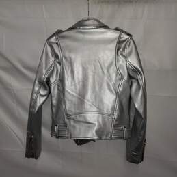 Black Milk Silver Full Zip Faux Leather Jacket NWT Size 8 alternative image