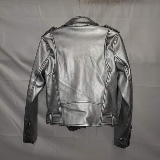 Black Milk Silver Full Zip Faux Leather Jacket NWT Size 8 image number 2
