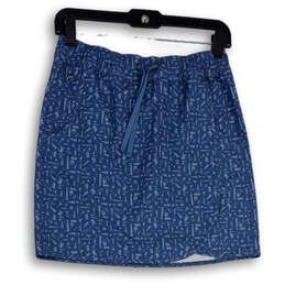 Womens Blue Printed Front Pockets Drawstring Pull On Athletic Skort Size XS