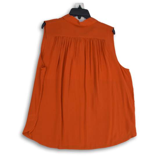 NWT Maeve Womens Orange Pleated Spread Collar Sleeveless Blouse Top Size XL image number 2