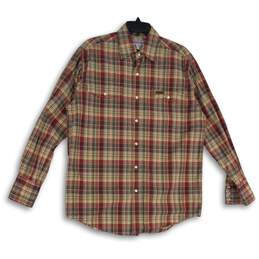 Mens Multicolor Plaid Long Sleeve Pockets Spread Collar Button-Up Shirt Size S