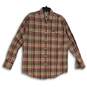 Mens Multicolor Plaid Long Sleeve Pockets Spread Collar Button-Up Shirt Size S image number 1