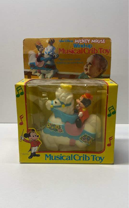 Disney Vintage Mickey Mouse Wind Up Musical Crib Toy NIB image number 1