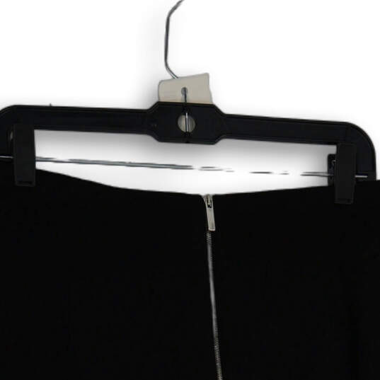 Womens Black Flat Front Elastic Waist Back Zip Straight & Pencil Skirt Sz 6 image number 4