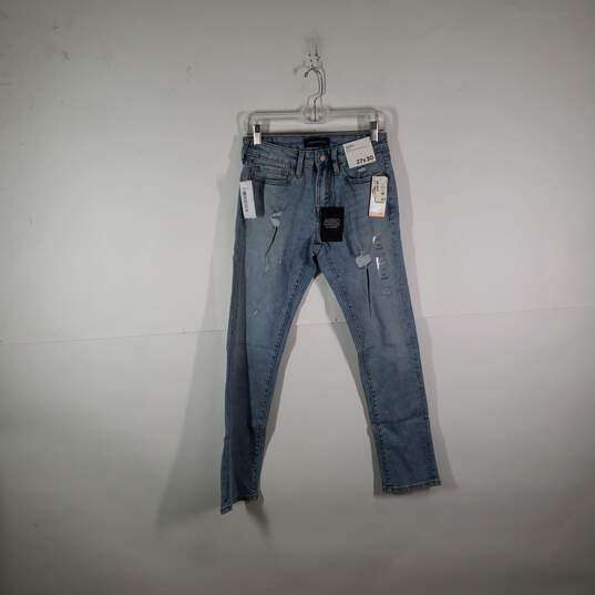 NWT Mens Slim Fit Distressed Performance Denim Straight Leg Jeans Size 27X30 image number 1
