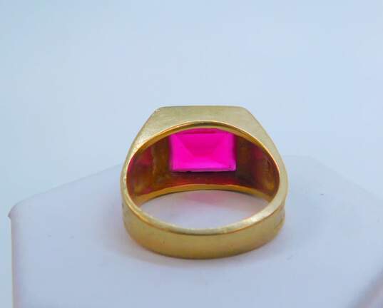 10K Gold Faceted Ruby Etched Textured Statement Band Ring 9.5g image number 2
