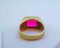 10K Gold Faceted Ruby Etched Textured Statement Band Ring 9.5g image number 2