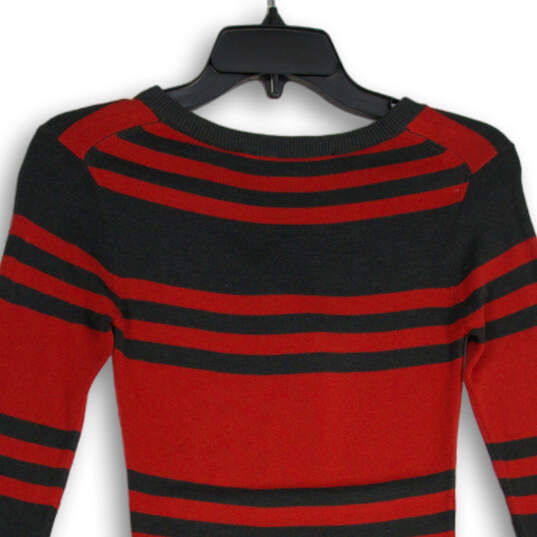 NWT Womens Red Gray Striped Long Sleeve Pullover Sweater Dress Size 2 image number 4