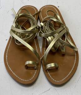 K. Jacques Ellada Leather Wrap Sandals Gold 6