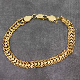Fancy 14k Yellow Gold Rope Heart Link Bracelet 5.4g