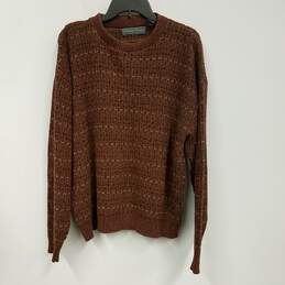 Mens Brown Cotton Blend Long Sleeve Crew Neck Pullover Sweater Size XXL
