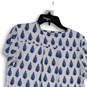 Womens Blue White Batik Print Crew Neck Short Sleeve Shift Dress Size Large image number 4
