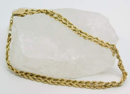 14K Gold Unique Double Twisted Rope Chain Bracelet For Repair 3.4g image number 1