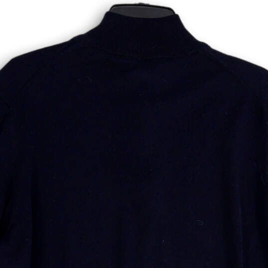 NWT Mens Blue Knit Mock Neck Quarter Zip Long Sleeve Pullover Sweater Sz XL image number 4