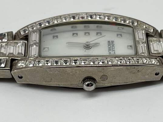 Womens Silver-Tone Square Shape Mother Of Pearl Stainless Steel Wristwatch image number 4
