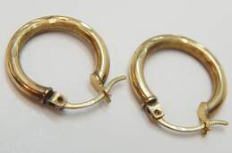 10K Yellow Gold Etched Mini Hoop Earrings 1.5g alternative image