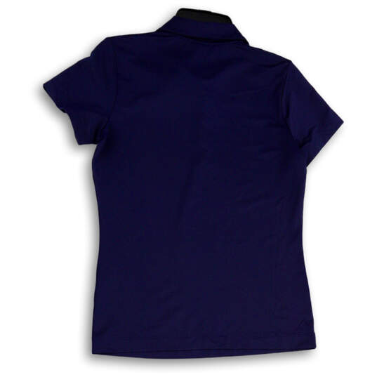 NWT Womens Blue Collared Short Sleeve Button Front Polo Shirt Size Small image number 2