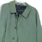 Mens Green Spread Collar Long Sleeve Button Front Trench Coat Size 44 image number 3