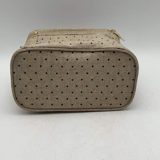 Kate Spade Womens Beige Black Polka Dot Insulated Top Handle Zipper Lunch Bag image number 5