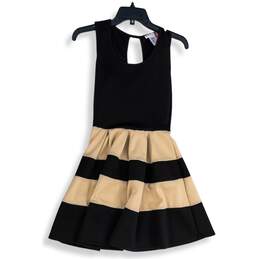 A'Gaci Womens Black Sleeveless Scoop Neck Keyhole Back Mini Dress Size S