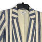 Womens Blue White Striped Long Sleeve Open Front Jacket Size Small image number 3