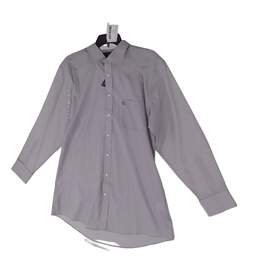 Stafford Mens Gray Long Sleeve Front Pocket Casual Button Up Dress Shirt Size Large alternative image