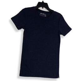 Womens Blue Heather Crew Neck Short Sleeve Pullover T-Shirt Size Medium