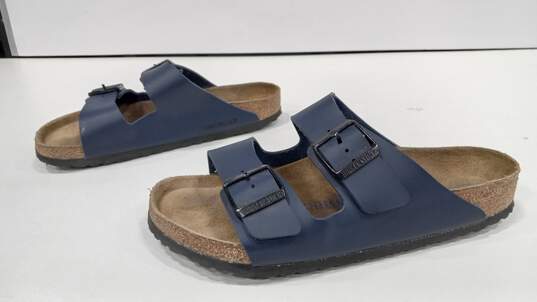 Men's Birkenstock Navy Amalfi Leather Soft Footbed Arizona Sandals Size 8 image number 2
