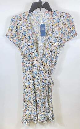 NWT Abercrombie & Fitch Womens Multicolor Floral Short Sleeve Wrap Dress Size M