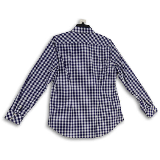 NWT Womens Blue White Gingham Collared Long Sleeve Button-Up Shirt Size 10 image number 2
