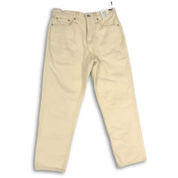 NWT Womens Beige Denim 5-Pocket Design Slouchy Boyfriend Jeans Size 28