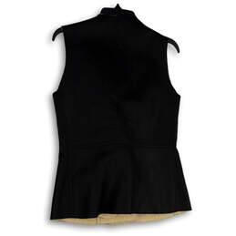 Womens Black Sleeveless Leather Asymmetrical Full-Zip Vest Size Small alternative image