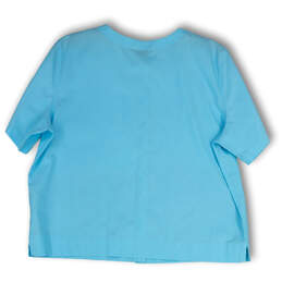 Womens Blue Short Sleeve Wrinkle Free Regular Fit Button-Up Shirt Size L alternative image
