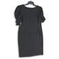 NWT New York & Company Womens Black Flutter Sleeve Back Zip Sheath Dress Size L image number 2
